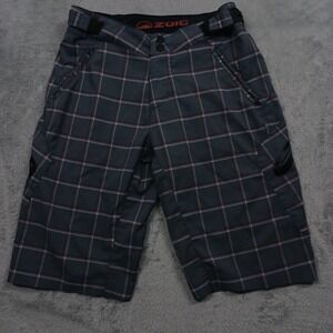 Zoic‎ Shorts Mens Small Gray Plaid Biking Activewear Cargo Pockets